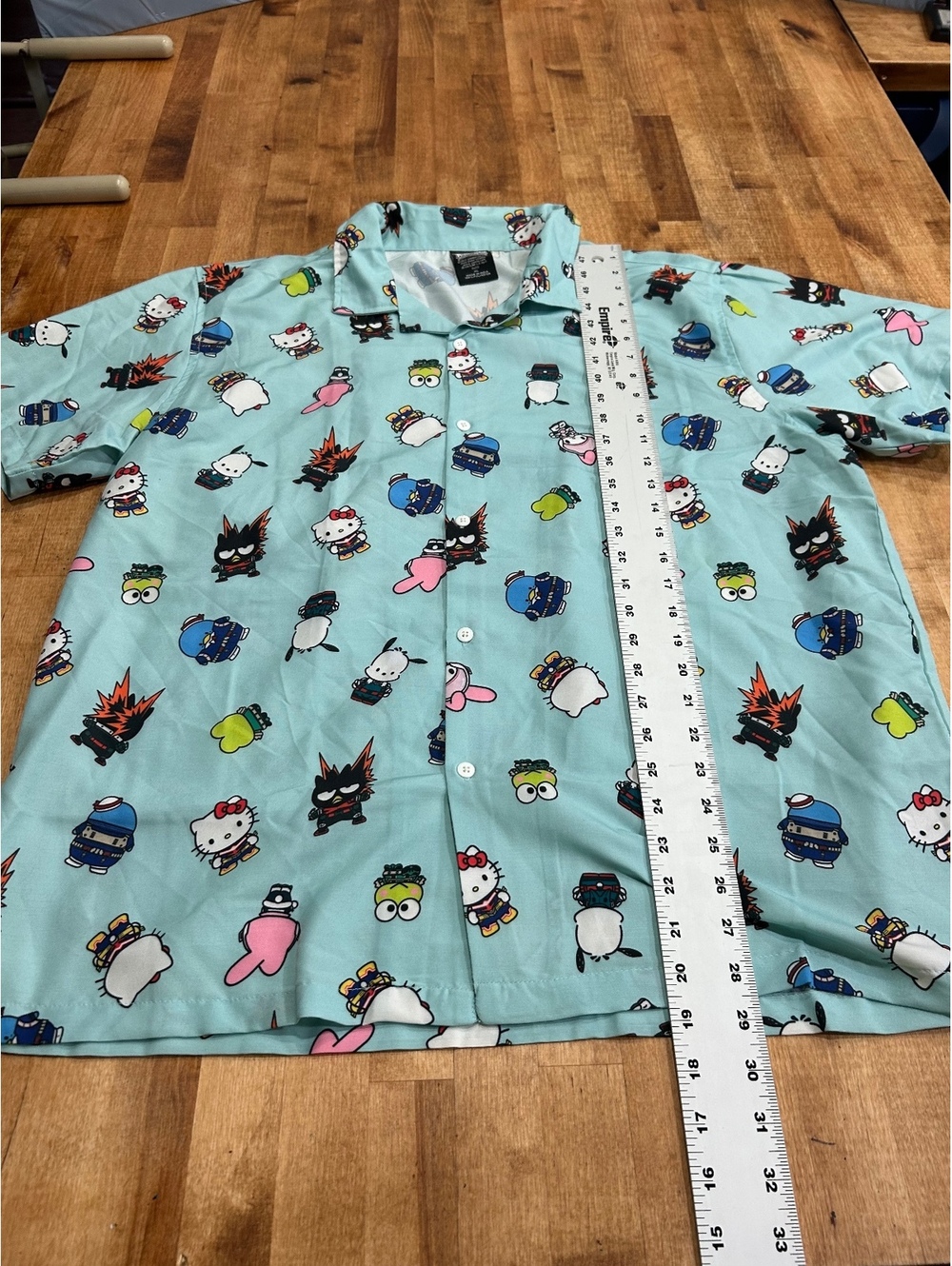 My Hero Academia x Hello Kitty & Friends Blue Button-Up Shirt XL Polyester - Picture 2 of 7